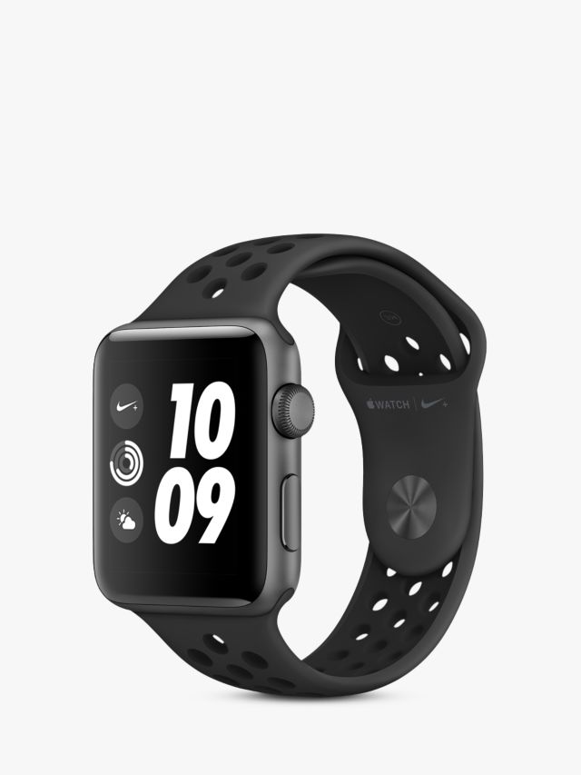 Apple Watch Nike+ Series 3, GPS, 42mm Space Grey Aluminium Case with Sport Band, Anthracite / Black Nike