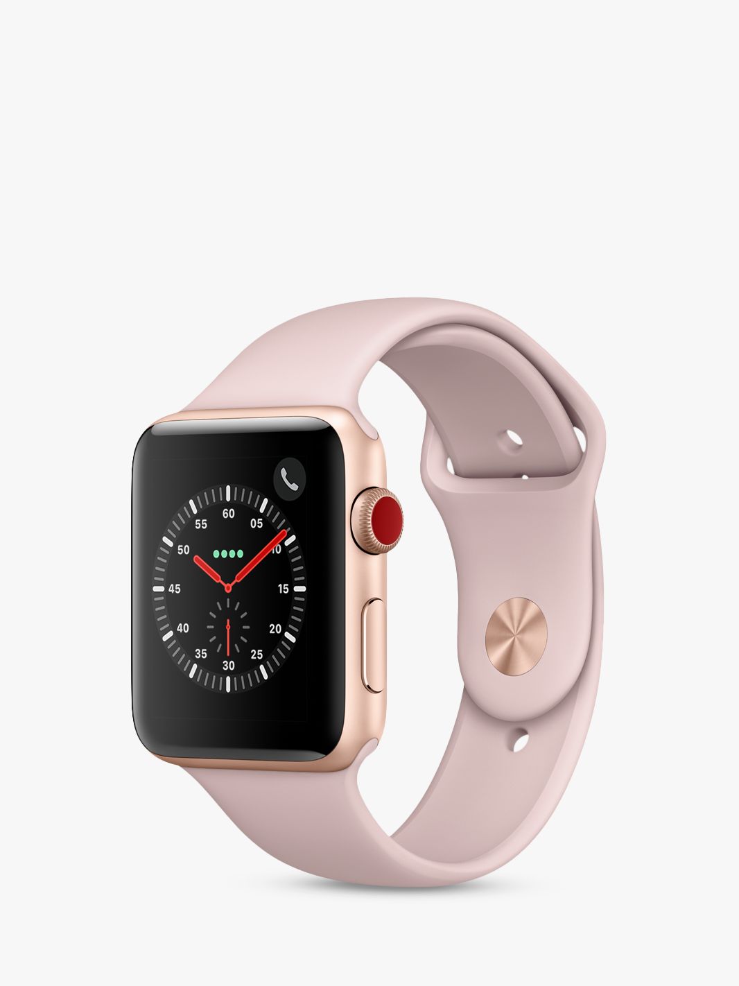 Apple Watch Series 3, GPS and Cellular, 42mm Gold Aluminium Case with Sport Band loop, Pink Sand