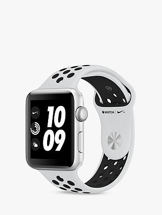 Apple Watch Nike+ Series 3, GPS, 42mm Silver Aluminium Case with Nike Sport Band, Pure Platinum / Black