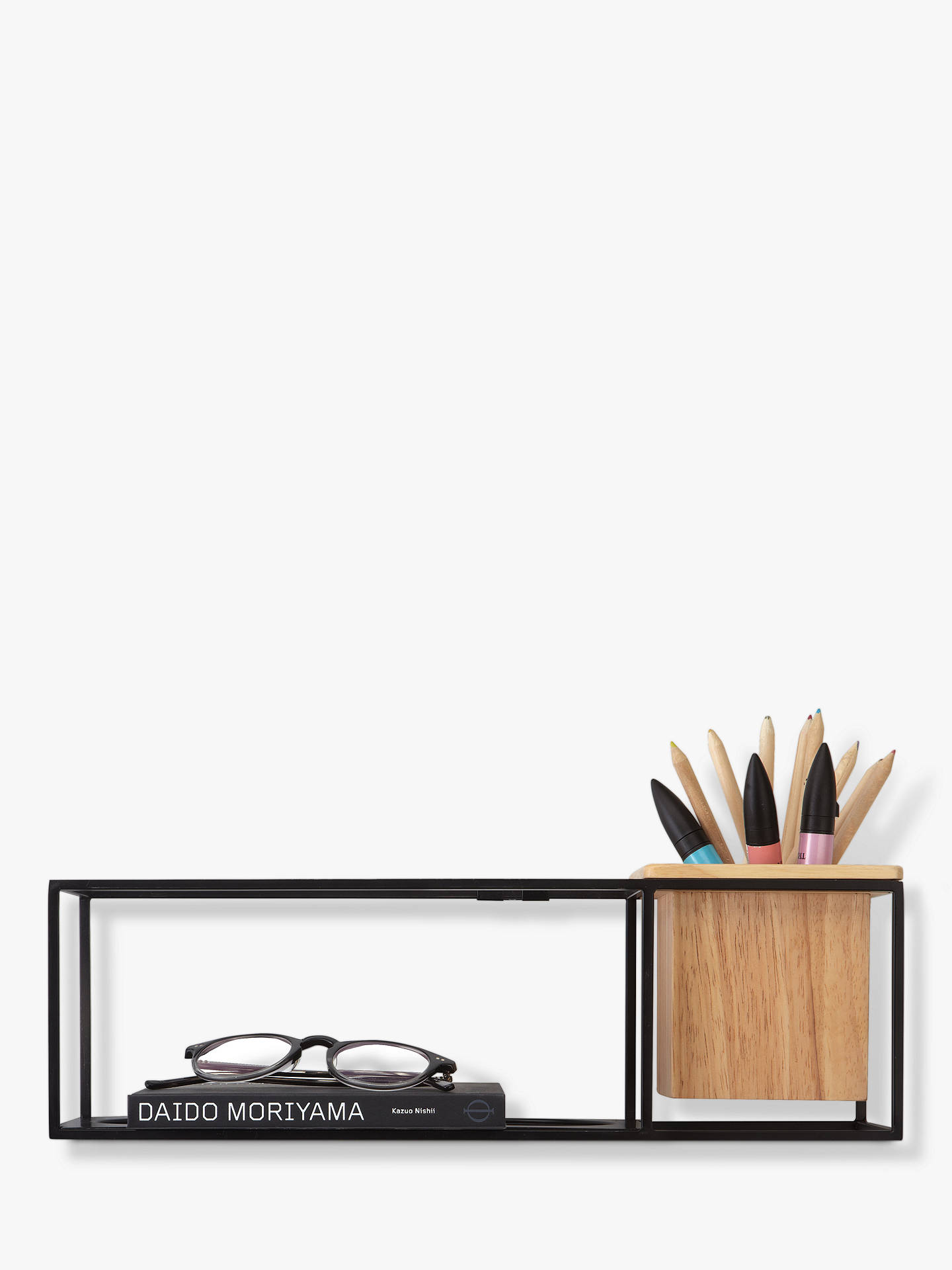 Wood Sand/Black Umbra Cubist Shelf Small 