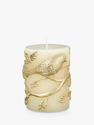 John Lewis & Partners Pillar Scented Candle With Birds, Ivory