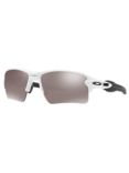 Oakley OO9188 Men's Flak 2.0 XL Prizm™ Polarised Rectangular Sunglasses, Polished White/Prizm Black