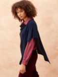 Brora Cashmere Gauzy Knit Poncho, French Navy