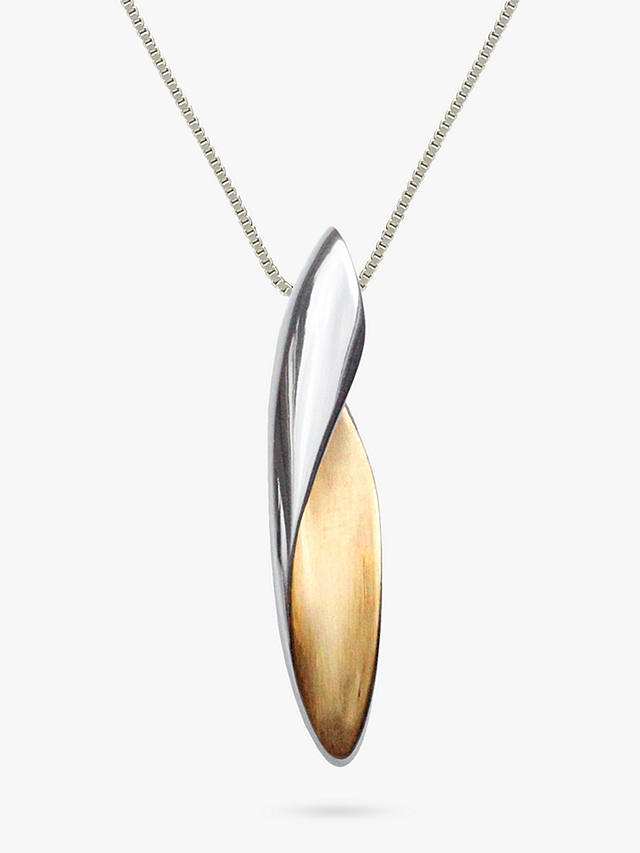 Nina B Curved Drop Pendant Necklace, Silver/Gold