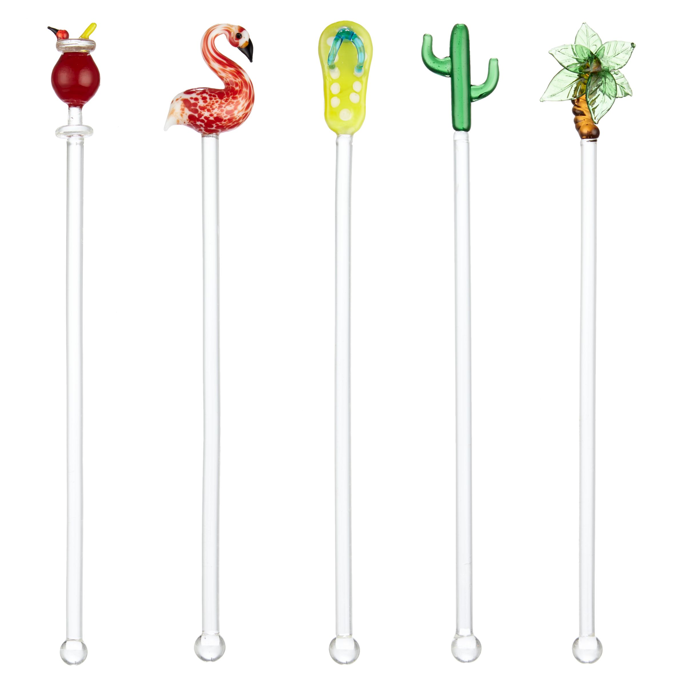 John Lewis Poolside Tropical Glass Cocktail Stirrers Assorted Set Of 5 At John Lewis Partners