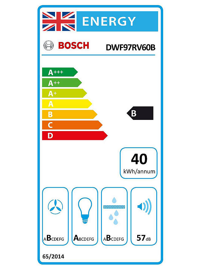 Buy Bosch DWF97RV60B 90cm Chimney Cooker Hood, B Energy Rating, Black Online at johnlewis.com
