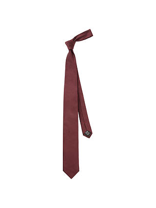HUGO by Hugo Boss Plain Textured Silk Woven Tie, Dark Red