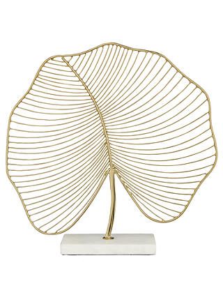 John Lewis & Partners Wire Leaf Marble Base Ornament, Gold