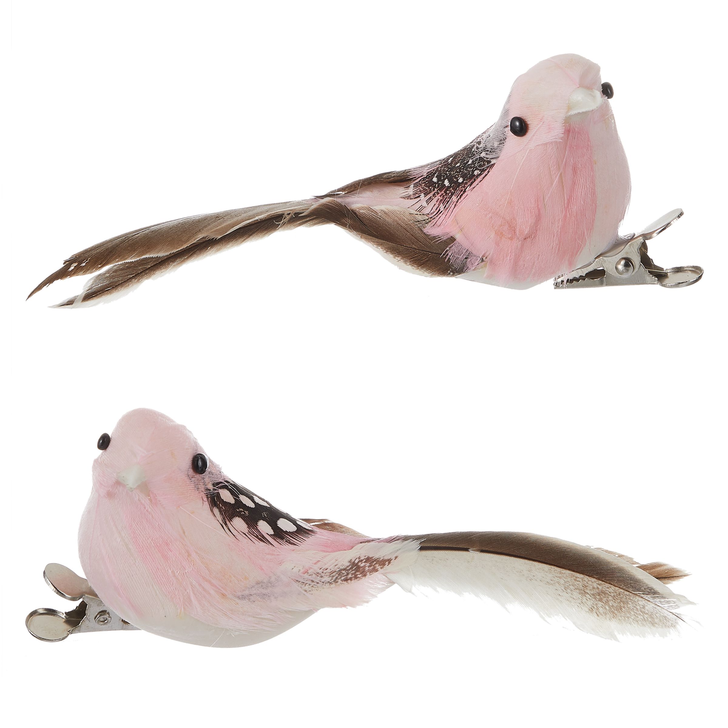John Lewis & Partners Decorative Birds Clips, Pink, Set of 2