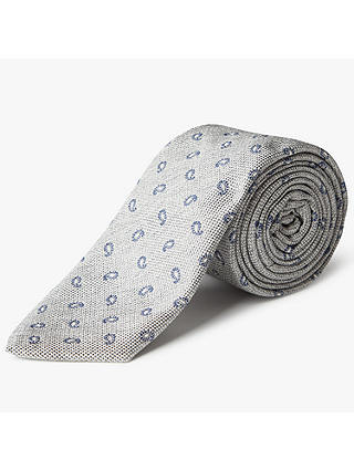 John Lewis & Partners Made in Italy Foulard Silk Cotton Tie, Grey