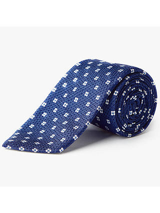 John Lewis & Partners Made in Italy Floral Silk Tie, Dark Blue