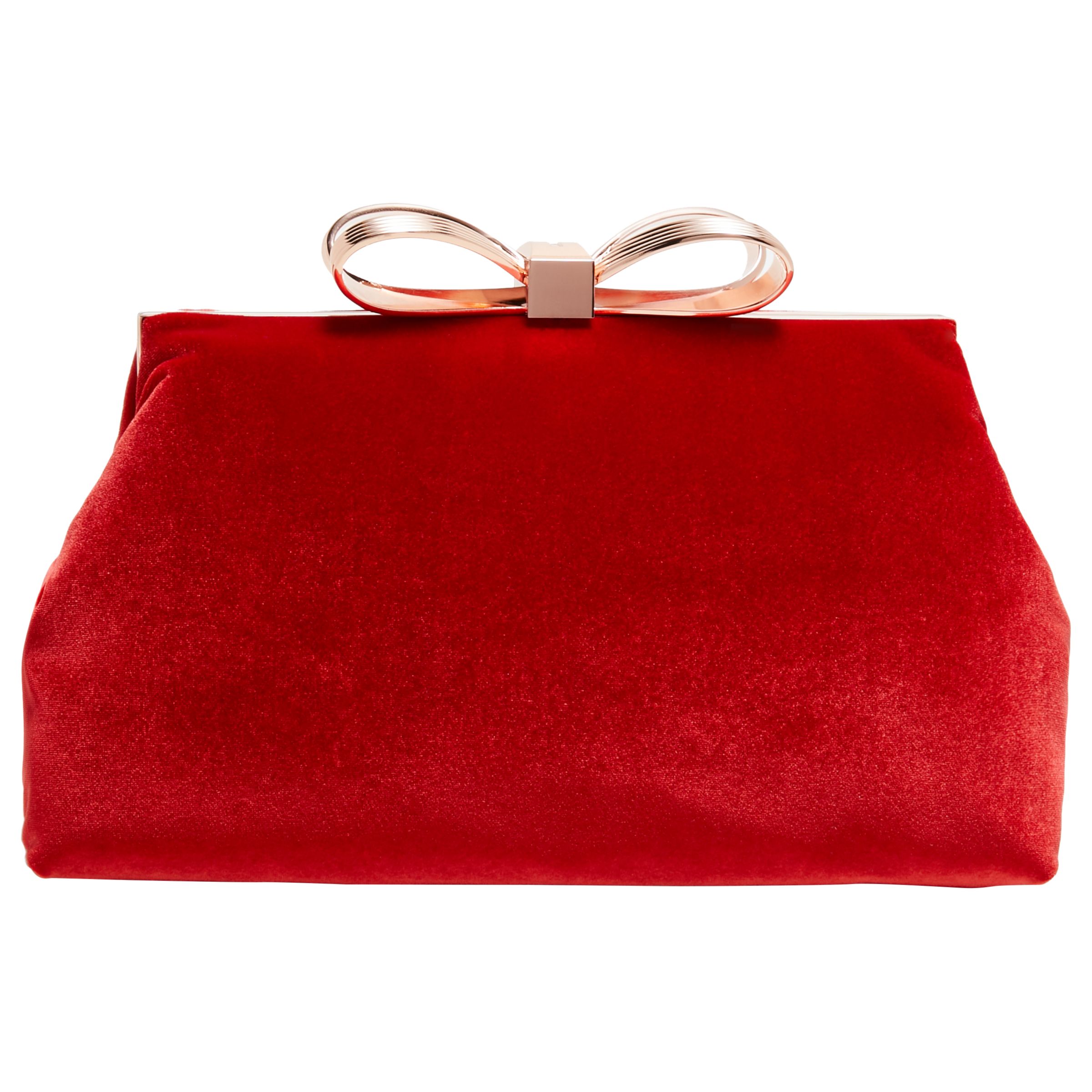 bright red clutch bag