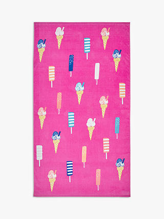 John Lewis & Partners Ice Cream Beach Towel, Pink