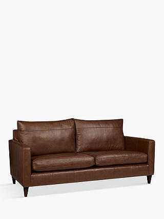 John Lewis & Partners Bailey Leather Large 3 Seater Sofa, Dark Leg, Milan Chestnut