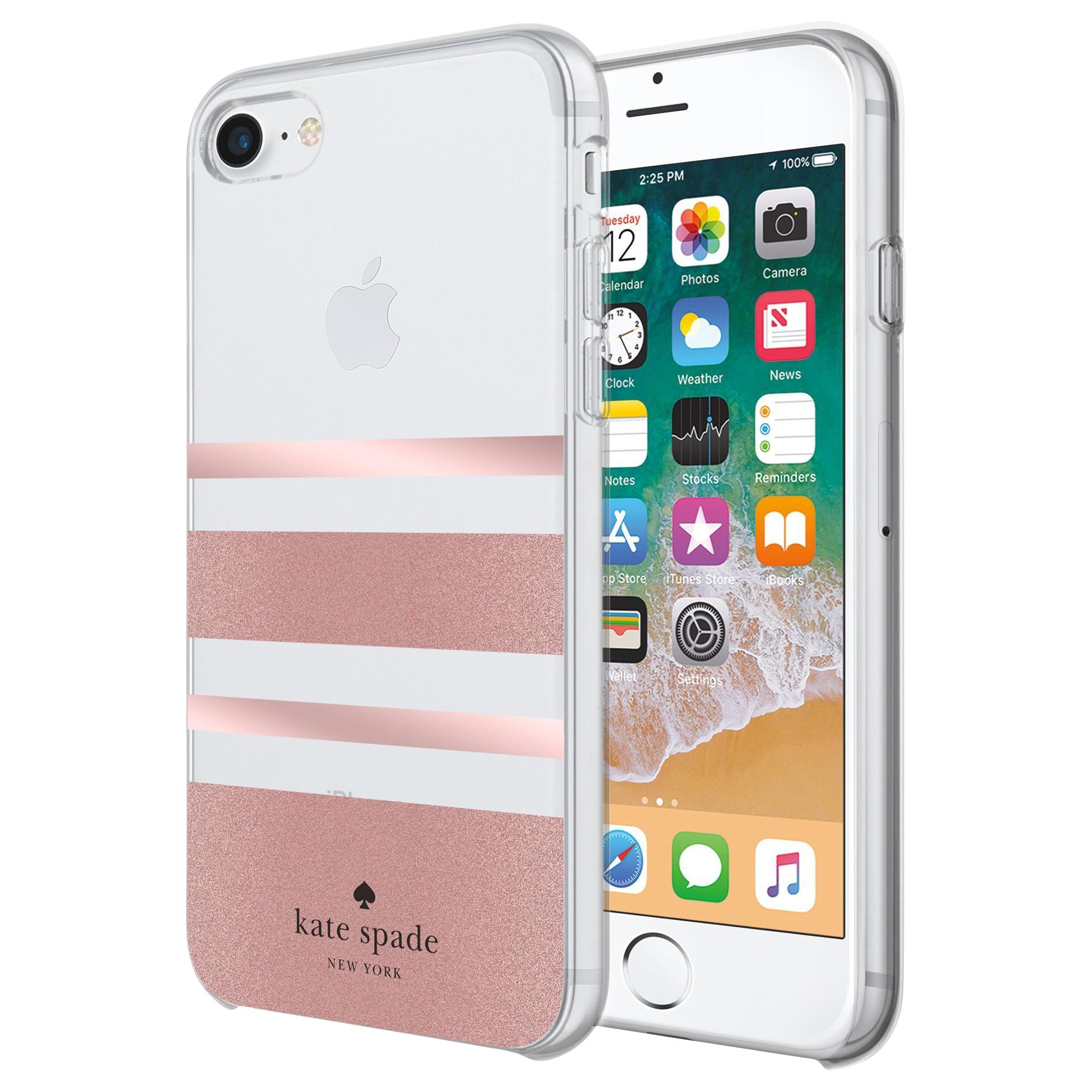 Kate Spade New York Charlotte Stripe Case For Iphone 7 And Iphone 8 Clear Rose At John Lewis Partners