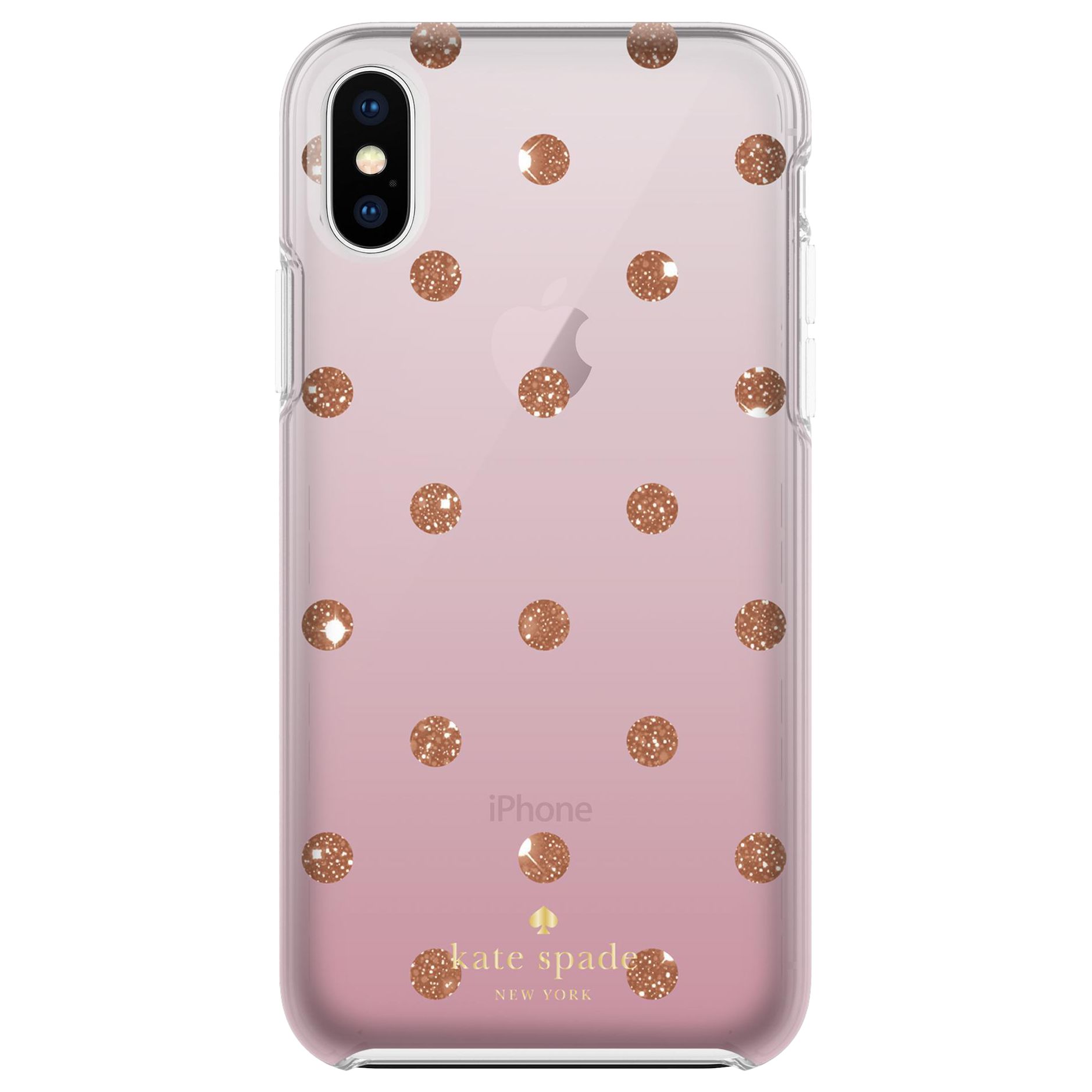 kate spade new york Ombre Dot Hard Case for iPhone X, Clear/Glitter Pink