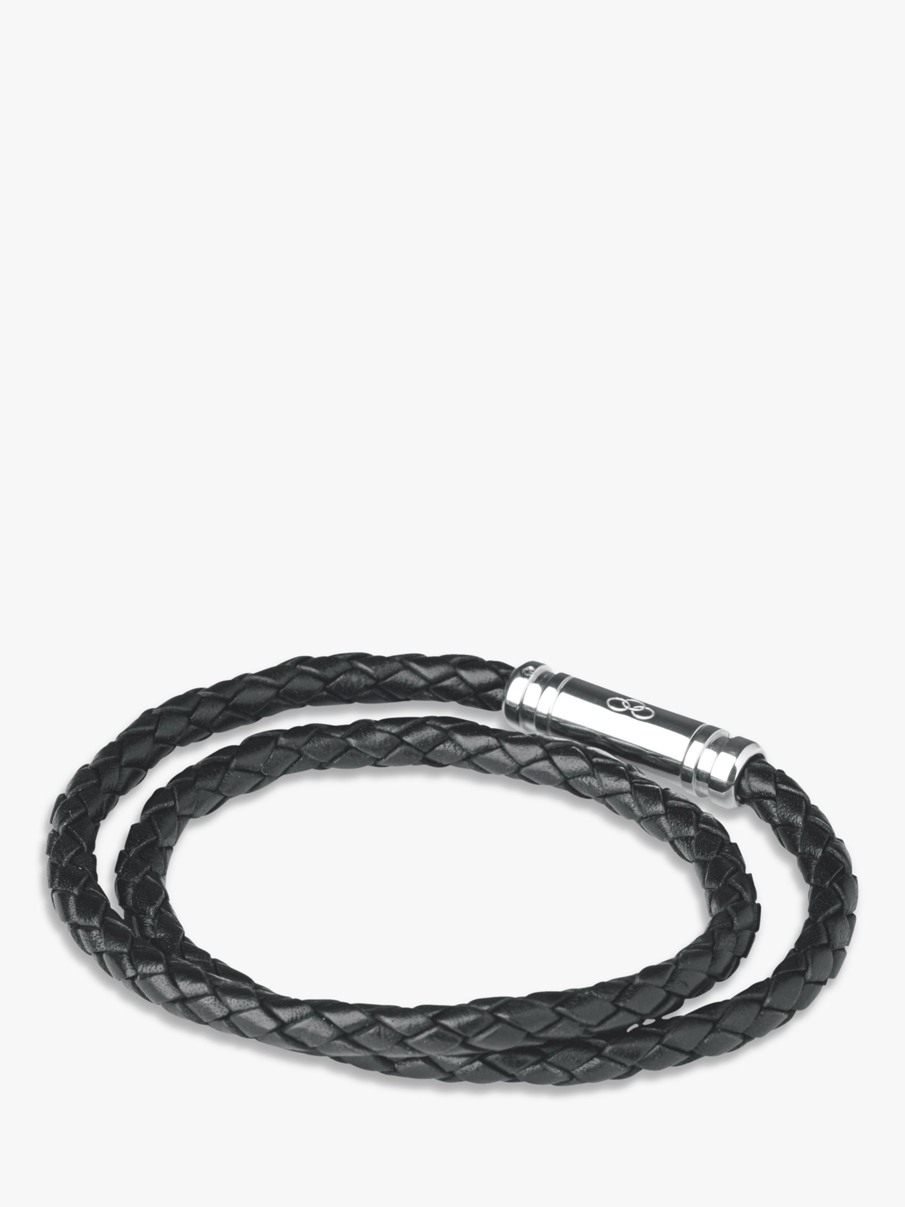 Links Of London Men S Venture Double Leather Bracelet Silver Black