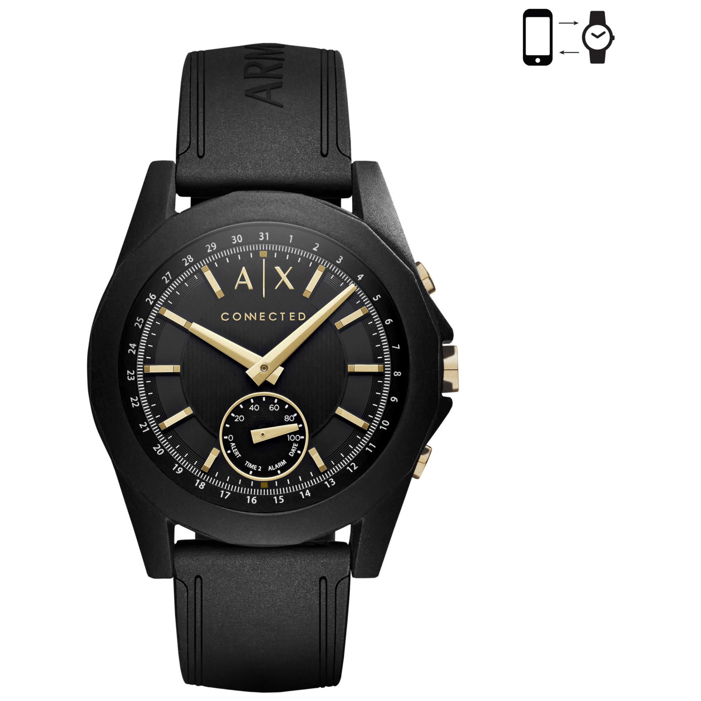 Hybrid Silicone Strap Smartwatch, Black 