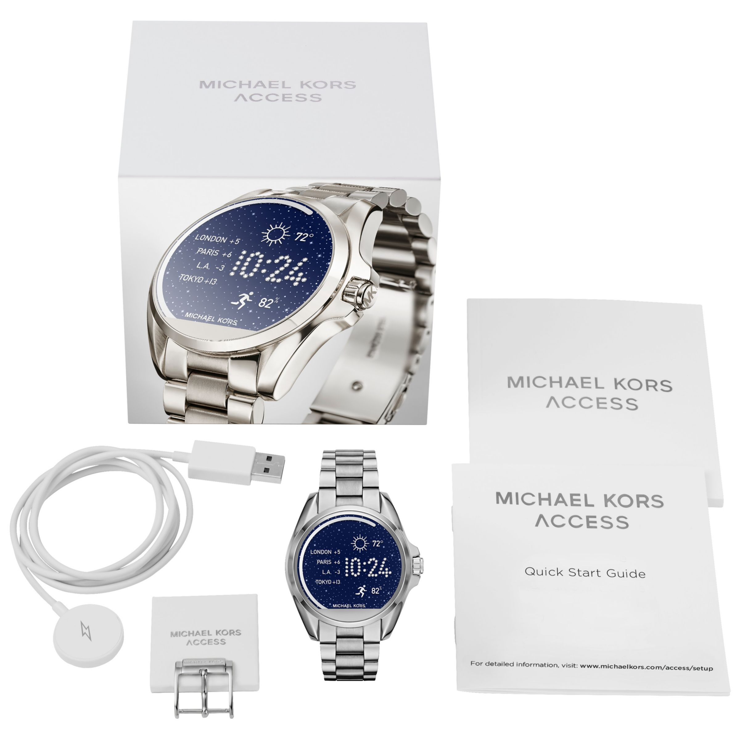 Michael Kors Access MKT5012 Women's Bradshaw Bracelet Strap Touchscreen  Smartwatch, Silver/Blue