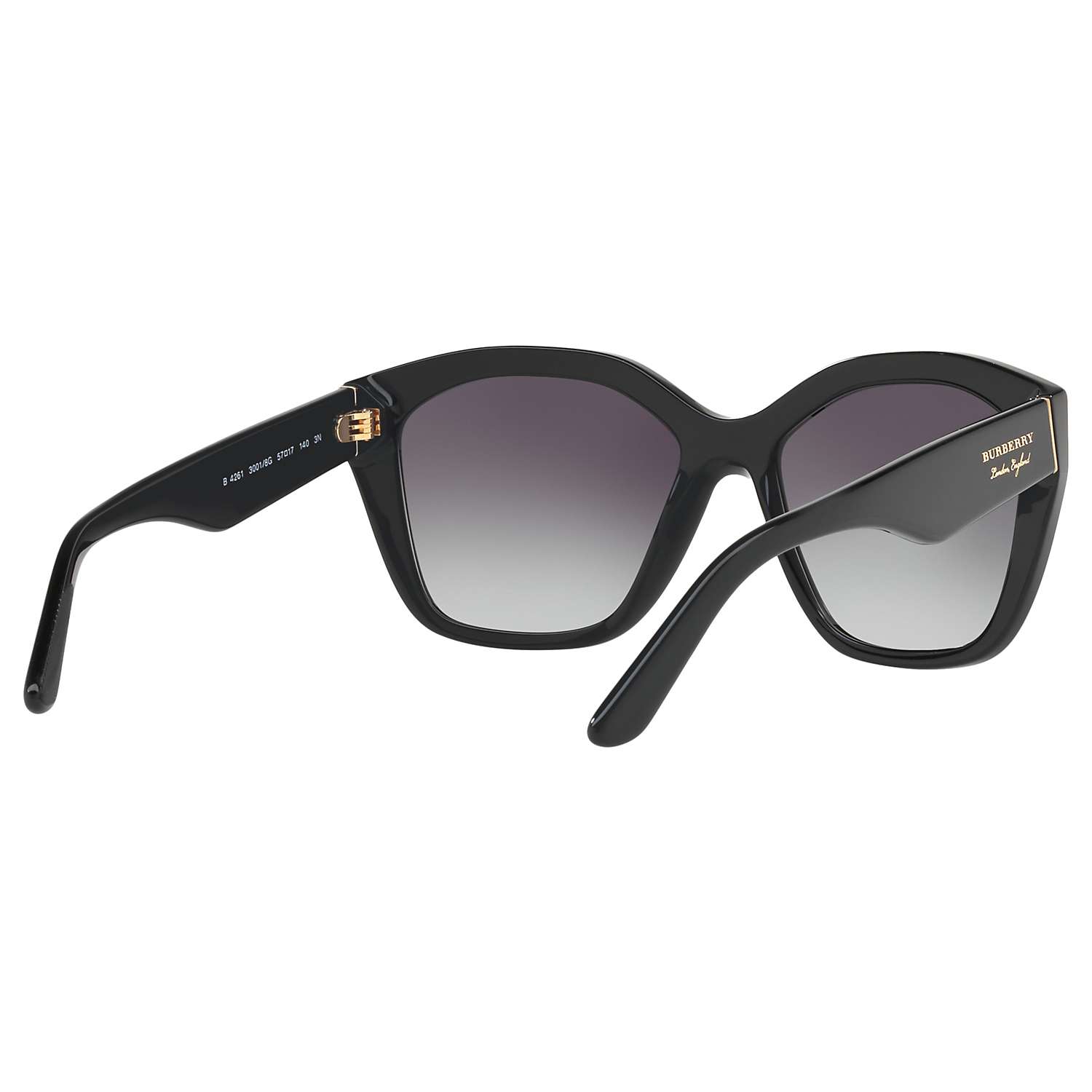 Burberry BE4261 Square Sunglasses, Black/Grey Gradient at John Lewis ...