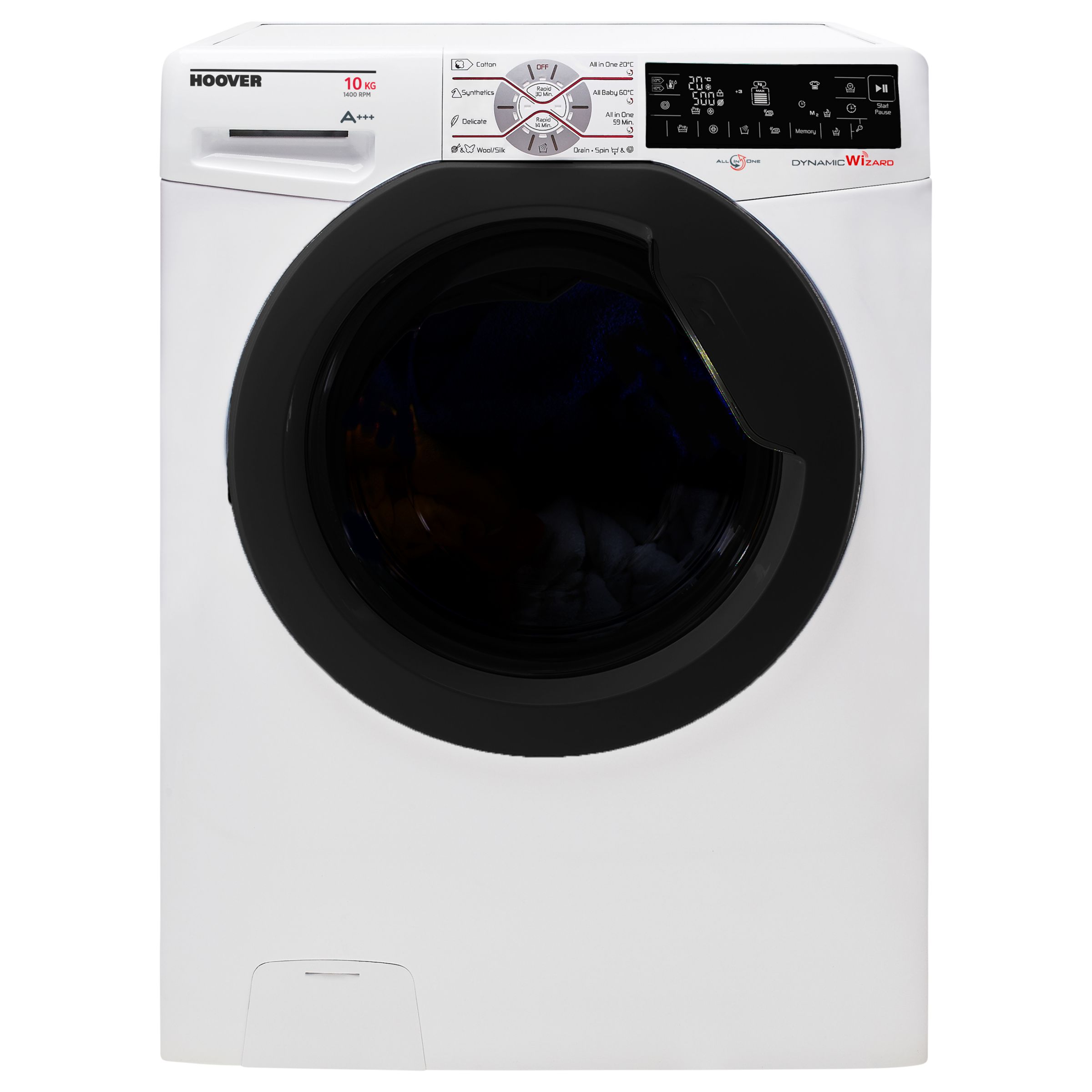 Hoover DWFT410AH3 Freestanding Washing Machine, 10kg Load, A+++ Energy Rating, 1400rpm Spin, White