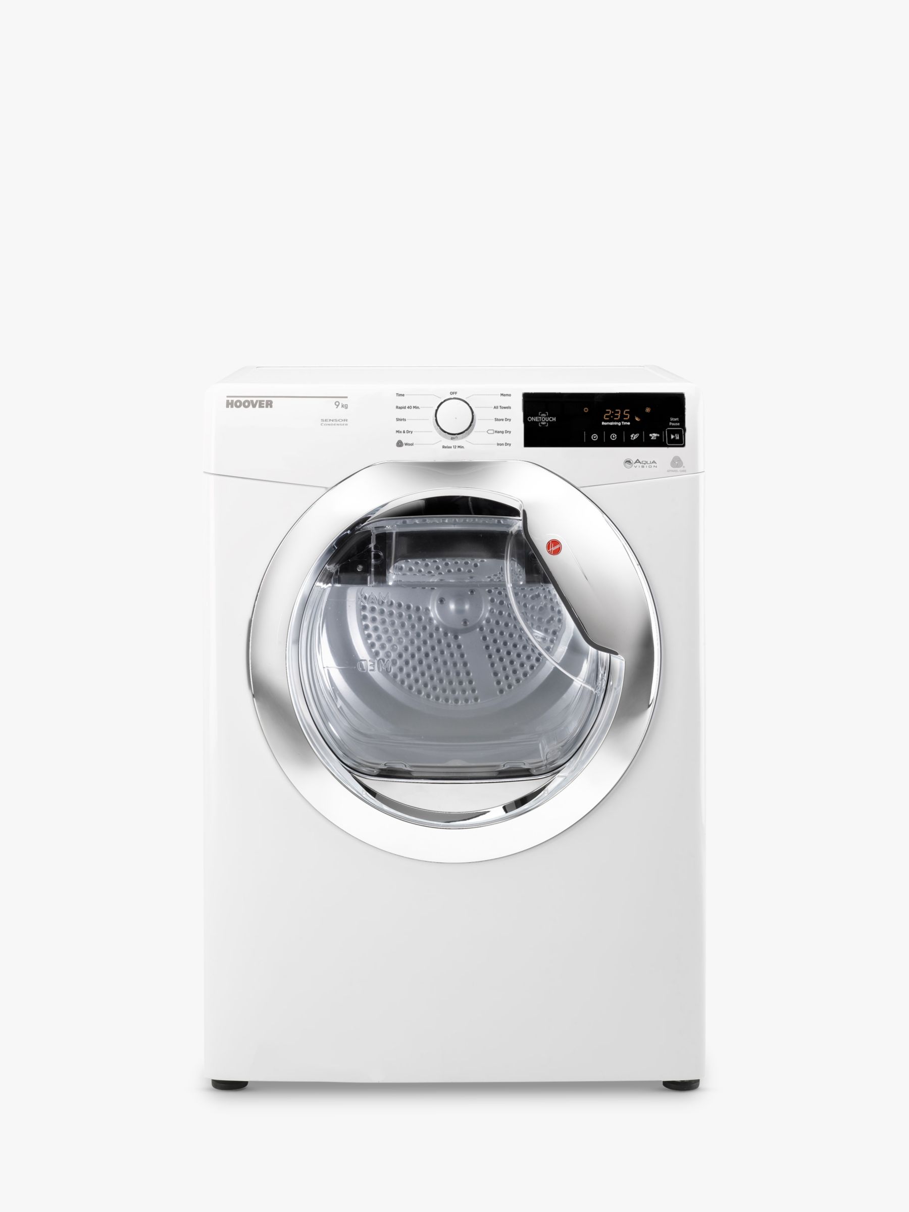 Hoover DXC9TCE Freestanding Condenser Tumble Dryer, 9kg Load, B Energy Rating, White