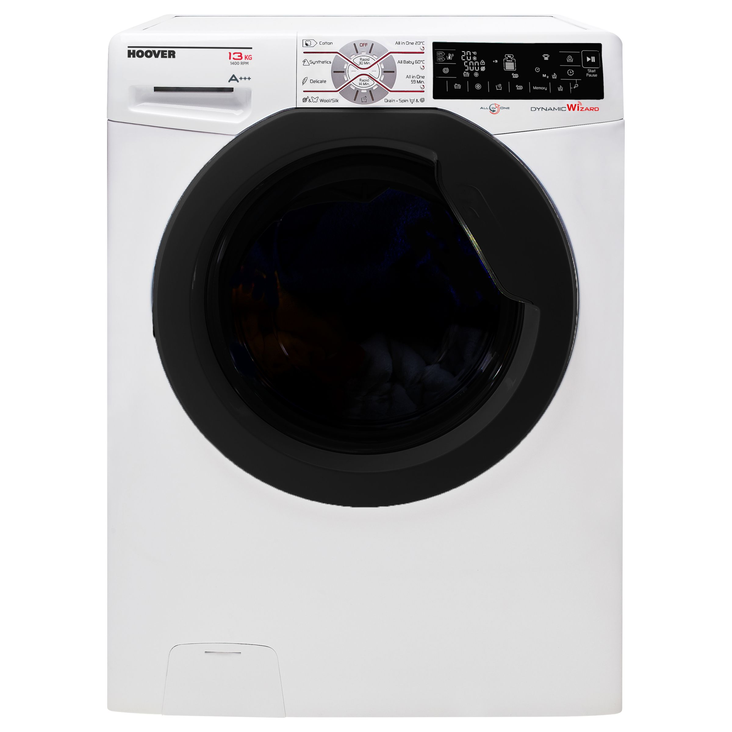 Hoover DWFT413AH3 Freestanding Washing Machine, 13kg Load, A+++ Energy Rating, 1400rpm Spin, White