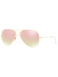 Ray-Ban RB3025 Aviator Sunglasses, Gold/Pink Gradient