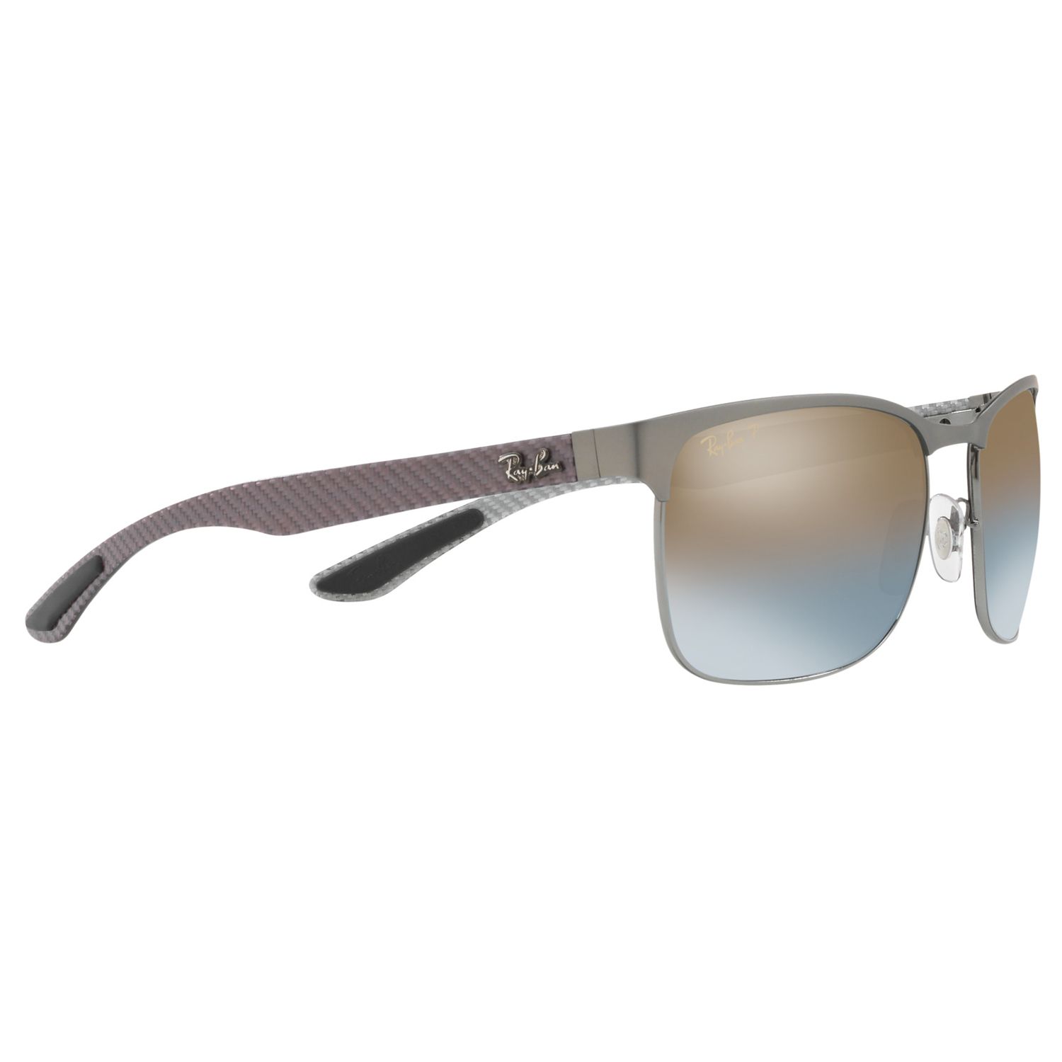 Ray Ban Rb19 Polarised Rectangular Sunglasses Silver Blue Gradient At John Lewis Partners