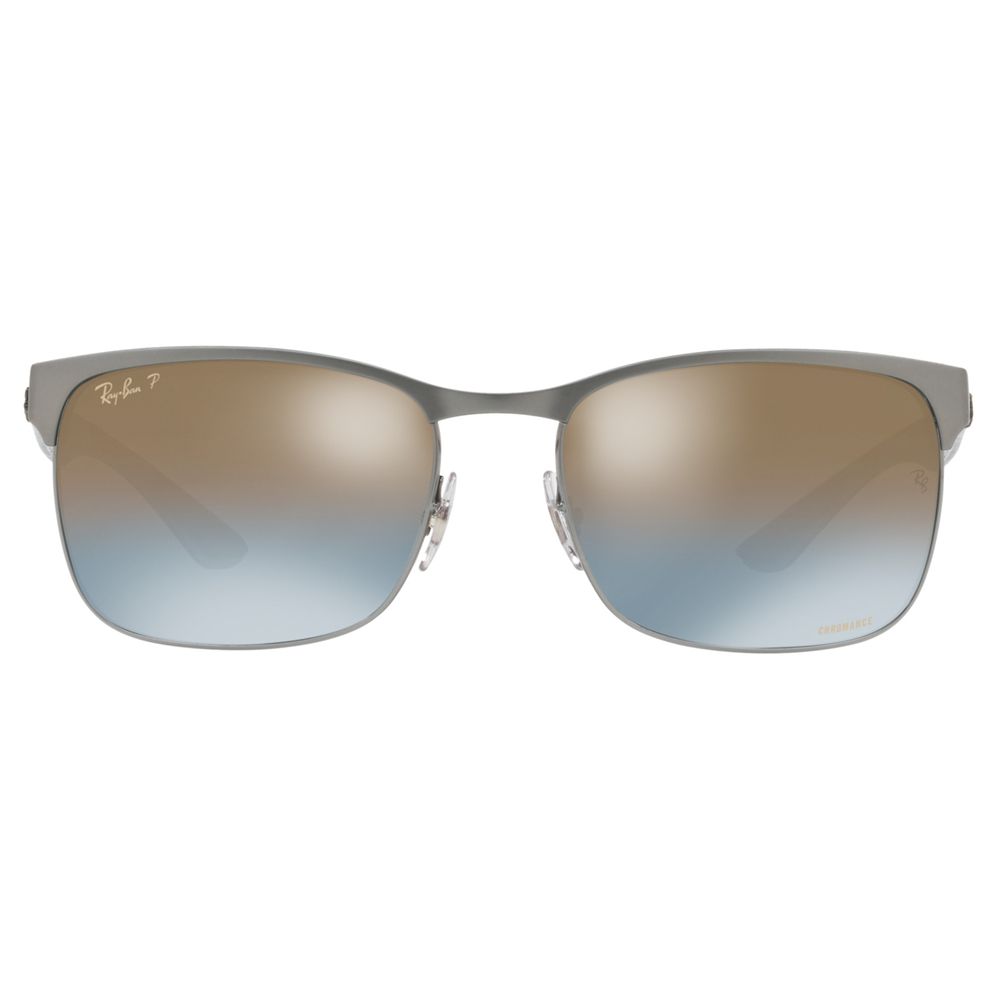 Ray Ban Rb19 Polarised Rectangular Sunglasses Silver Blue Gradient At John Lewis Partners