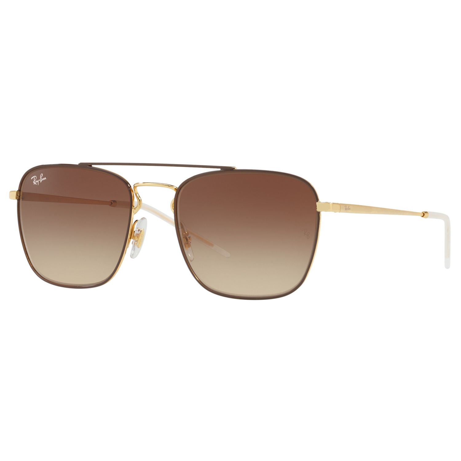 Ray-Ban RB3588 Men's Square Sunglasses, Gold/Brown Gradient at John Lewis &  Partners