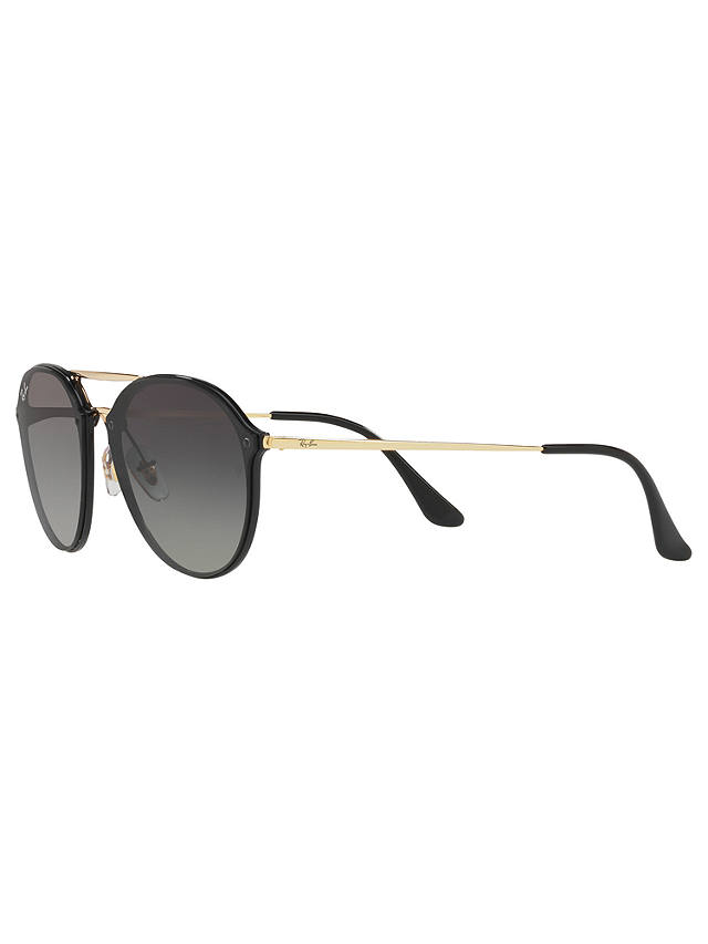 Ray-Ban RB4292N Blaze Double Bridge Oval Sunglasses, Black/Grey Gradient
