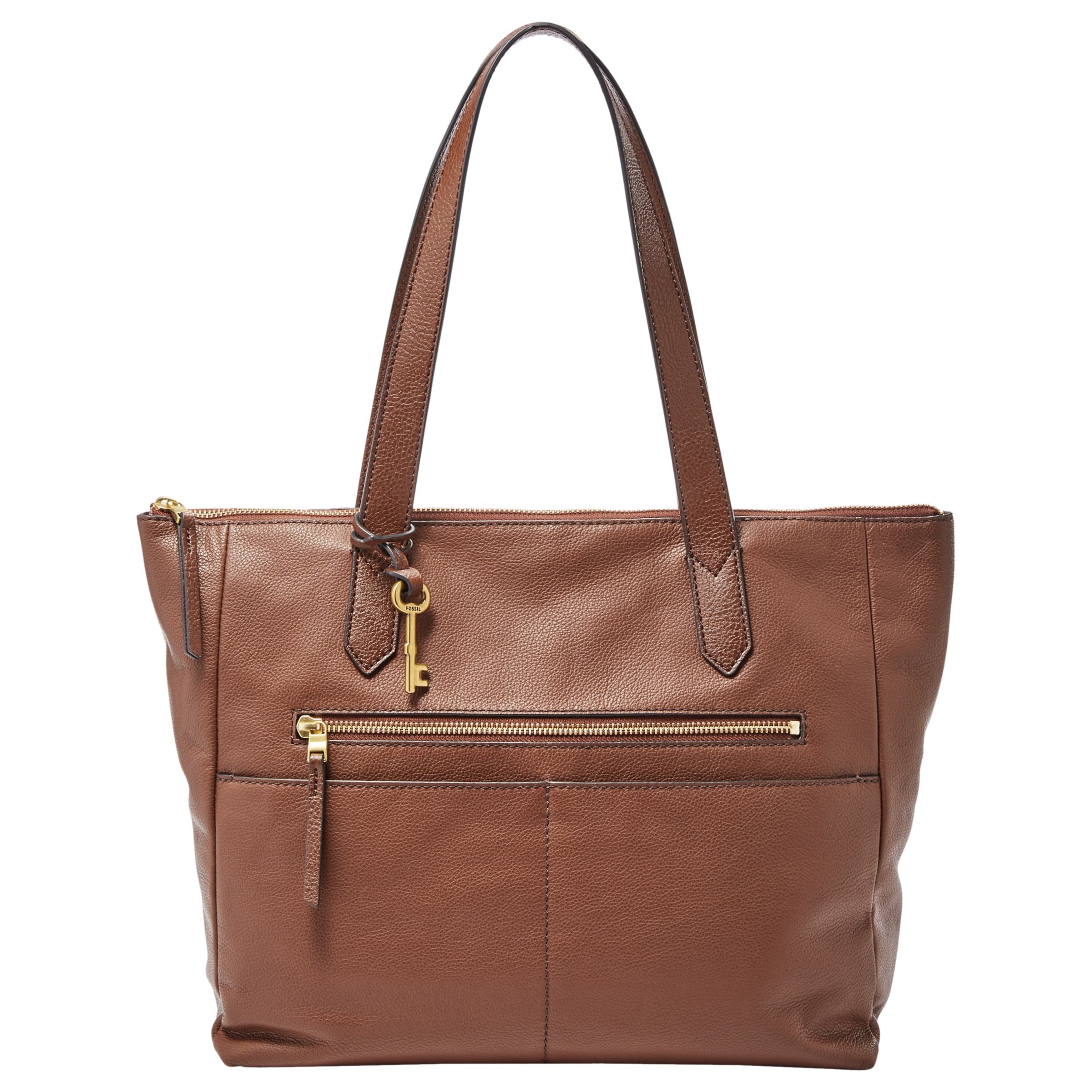 fossil leather tote bag