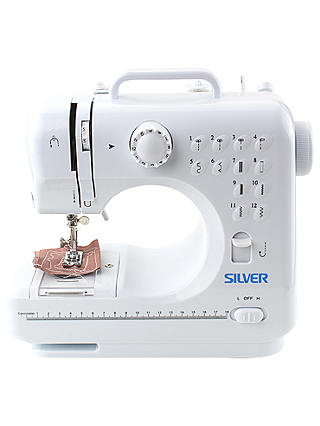 Silver 12 Stitch Mini Sewing Machine, White
