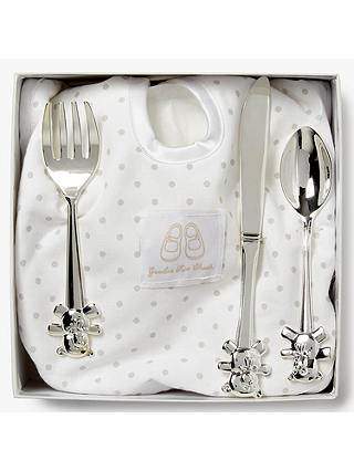 English Trousseau Silver Plated Cutlery Set with Bib