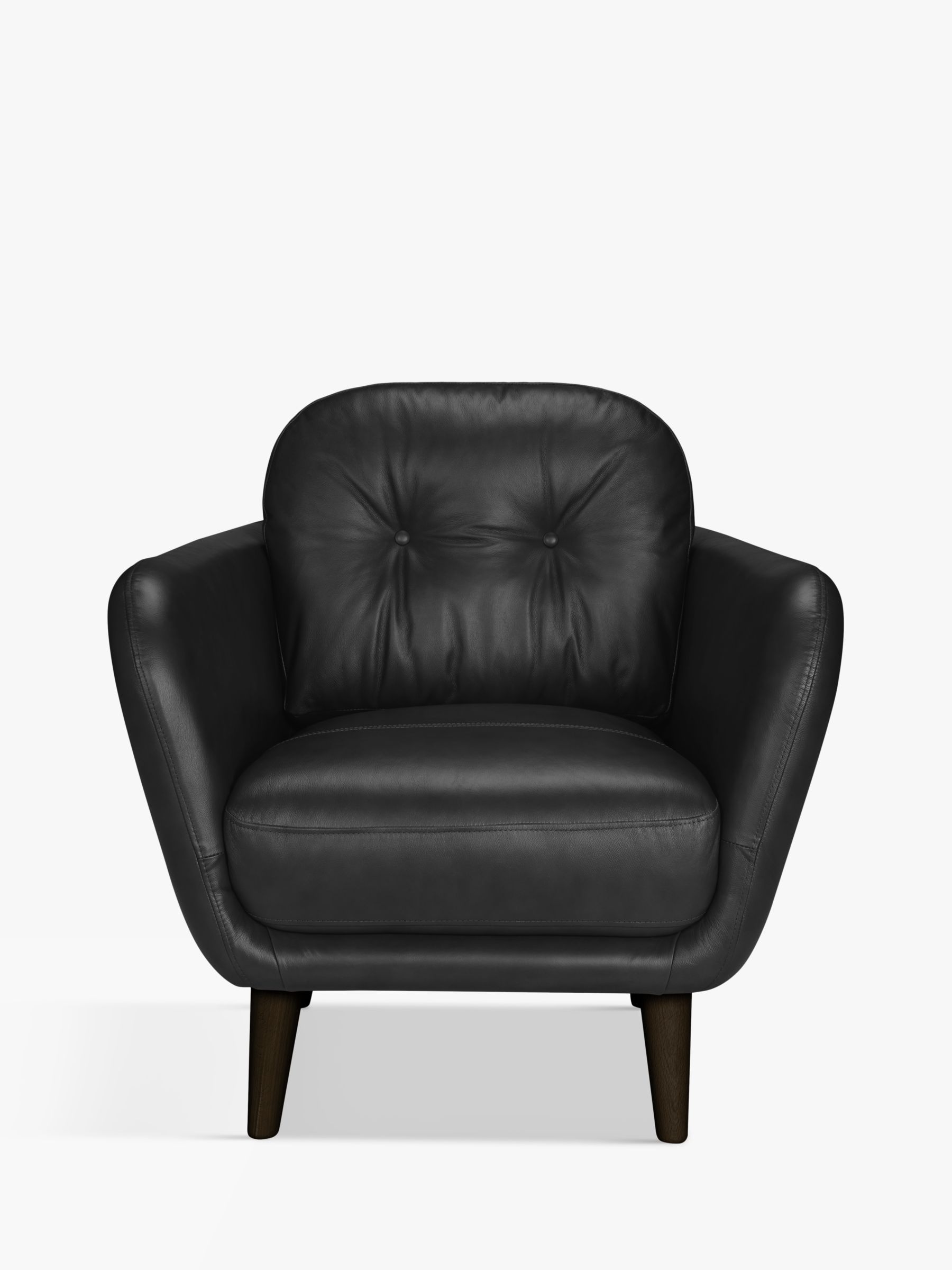 Arlo Range, John Lewis Arlo Leather Armchair, Dark Leg, Contempo Black
