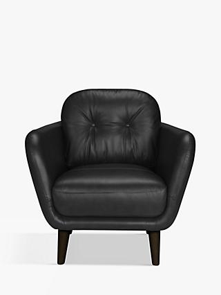 Arlo Range, John Lewis Arlo Leather Armchair, Dark Leg, Contempo Black