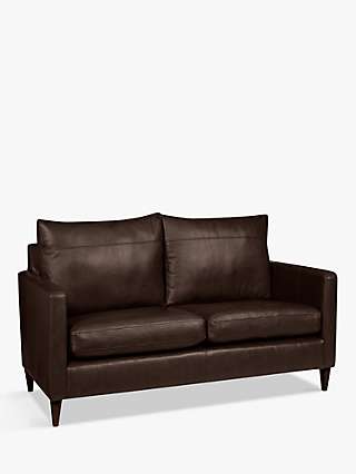 John Lewis & Partners Bailey Small 2 Seater Leather Sofa, Dark Leg