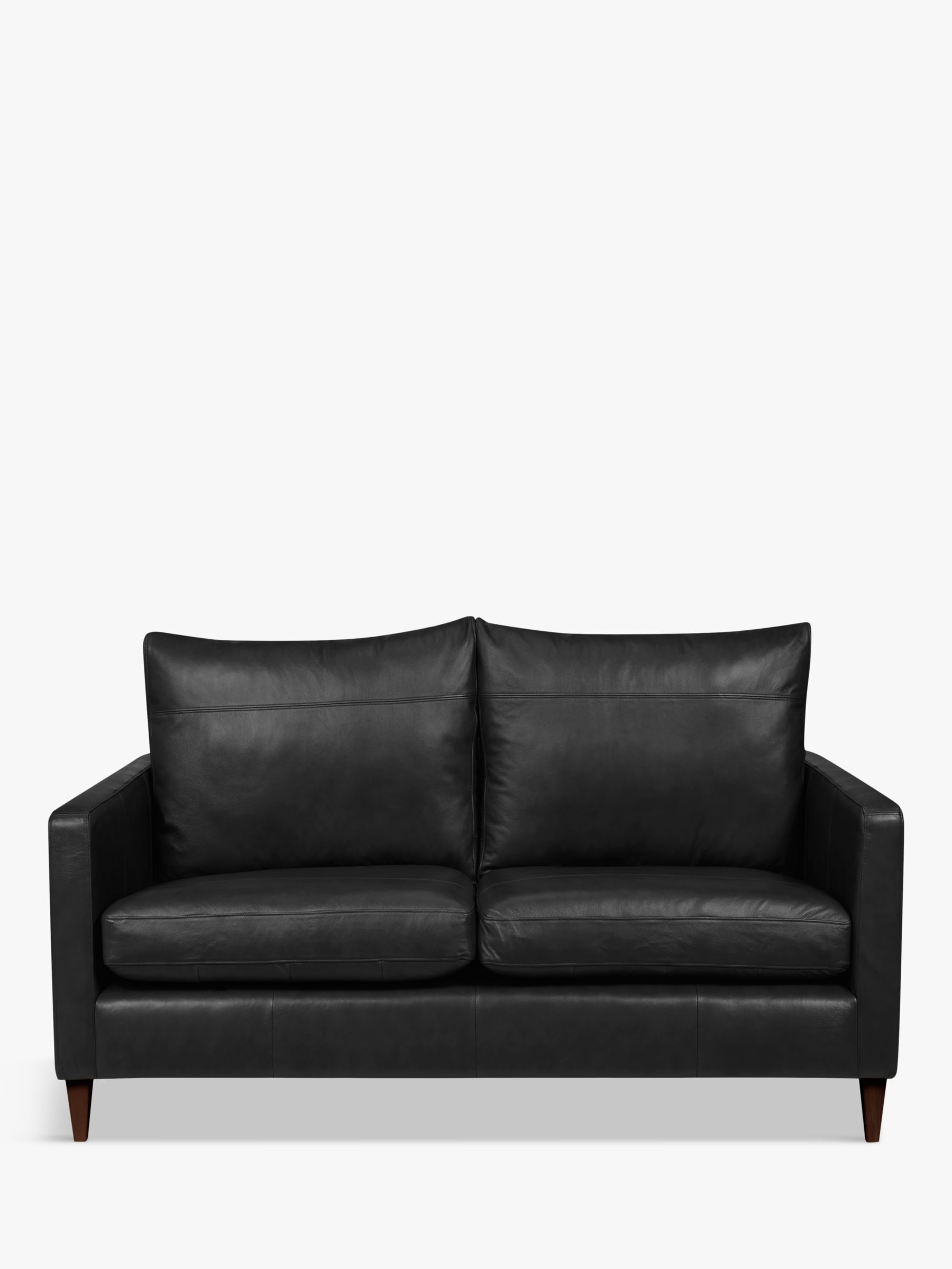 Bailey Range, John Lewis Bailey Small 2 Seater Leather Sofa, Dark Leg, Contempo Black