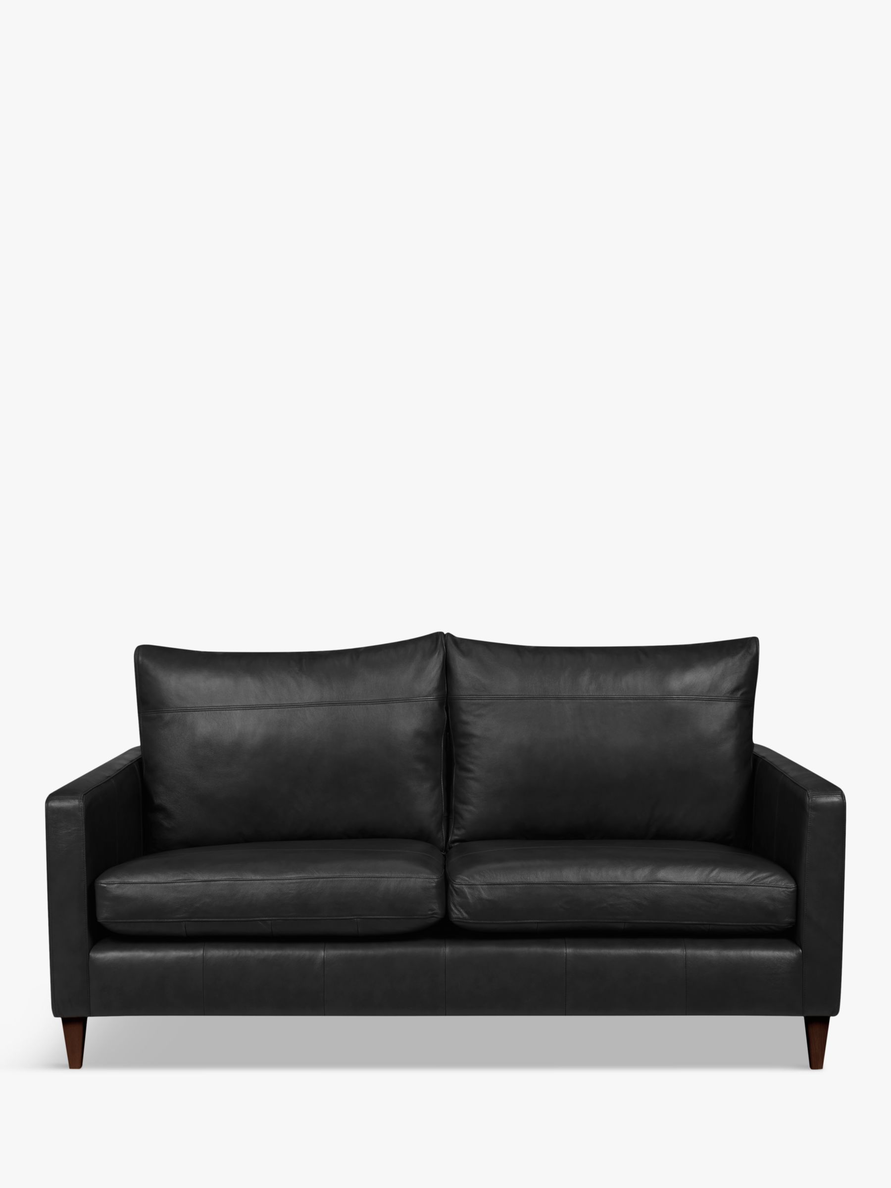 Bailey Range, John Lewis Bailey Medium 2 Seater Leather Sofa, Dark Leg, Contempo Black