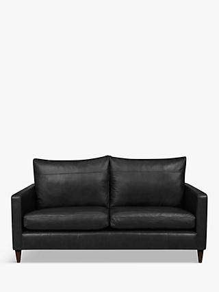 Bailey Range, John Lewis Bailey Medium 2 Seater Leather Sofa, Dark Leg, Contempo Black