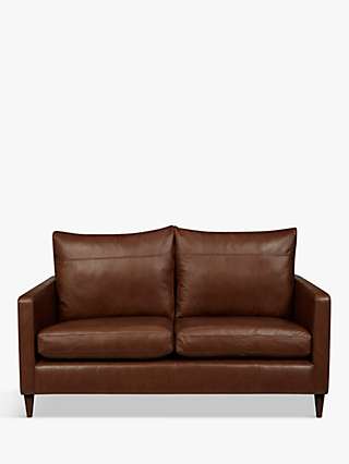 John Lewis & Partners Bailey Small 2 Seater Leather Sofa, Dark Leg