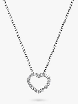 Hot Diamonds Bliss Diamond and White Topaz Heart Pendant Necklace, Silver