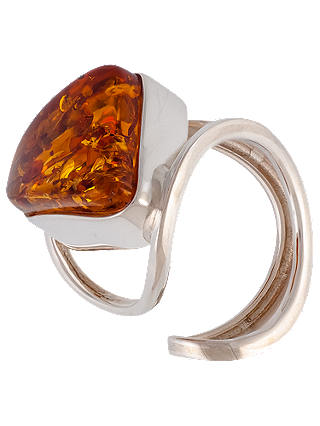 Be-Jewelled Sterling Silver Triangular Baltic Amber Ring