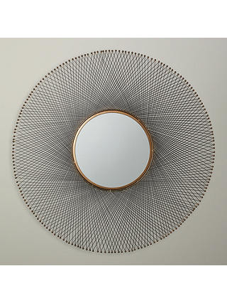 John Lewis & Partners Spindle Wire Round Mirror, 116cm, Brown
