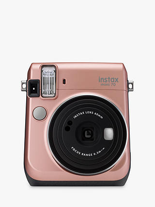 Fujifilm Instax Mini 70 Instant Camera With 10 Shots Of Film, Selfi Mode, Built-In Flash & Hand Strap, Rose Gold