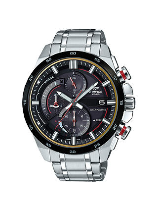 Casio EQS-600DB-1A4UEF Men's Edifice Solar Chronograph Date Bracelet Strap Watch, Silver/Black