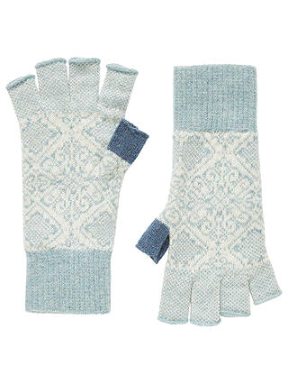 Brora Cashmere Nordic Fingerless Gloves, Haar/Swan