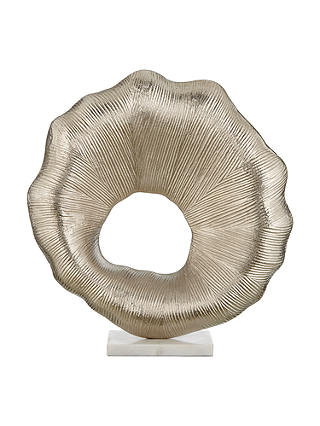 John Lewis & Partners Metal Leaf Marble Base Sculpture, Silver