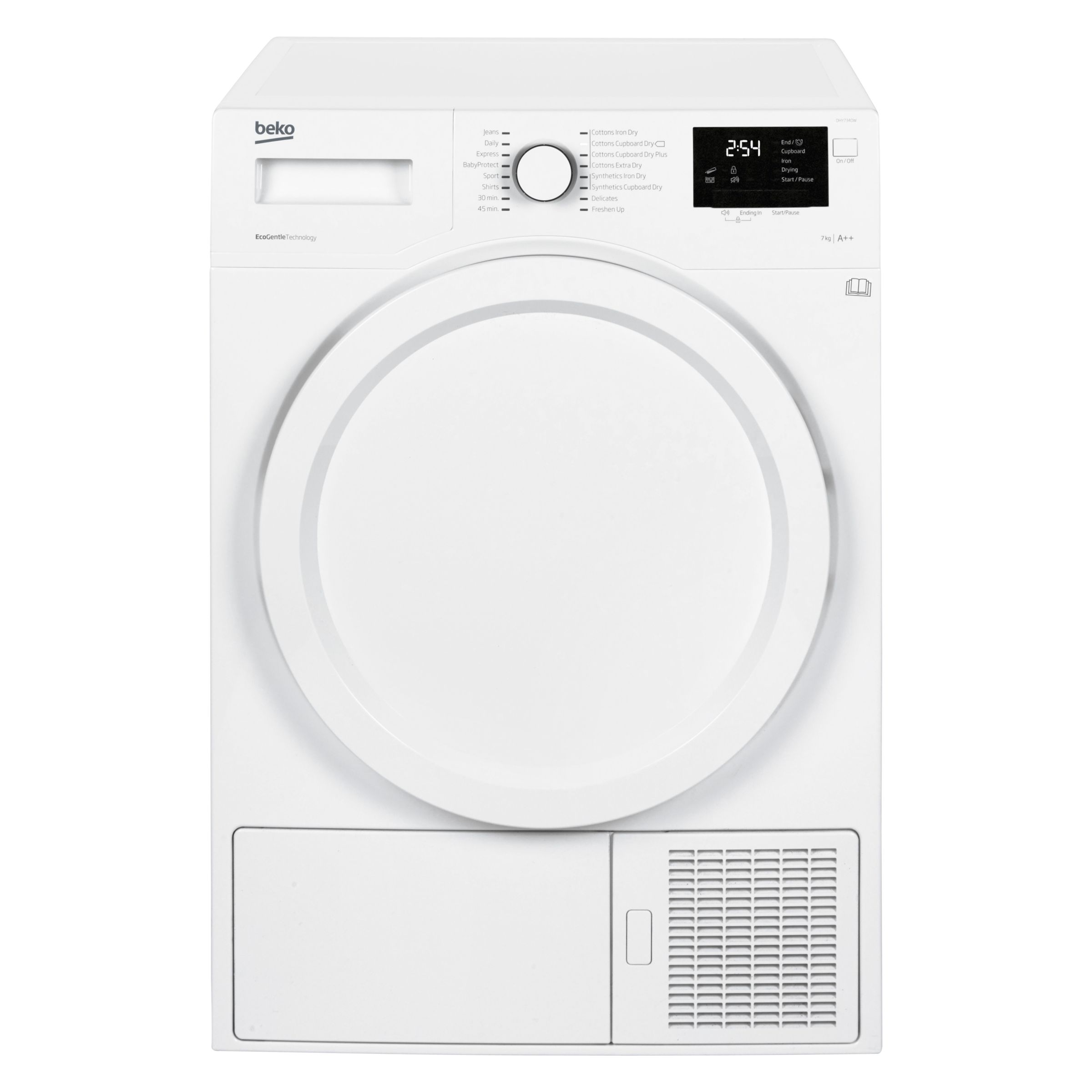 Beko DHY7340W Heat Pump Tumble Dryer, 7kg Load, A++ Energy Rating, White